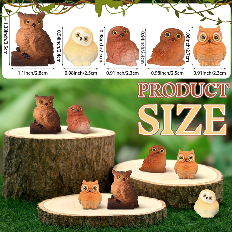 Set of 5 Resin Mini Owl Figuri - Bonsai Garden Kit recension och pris