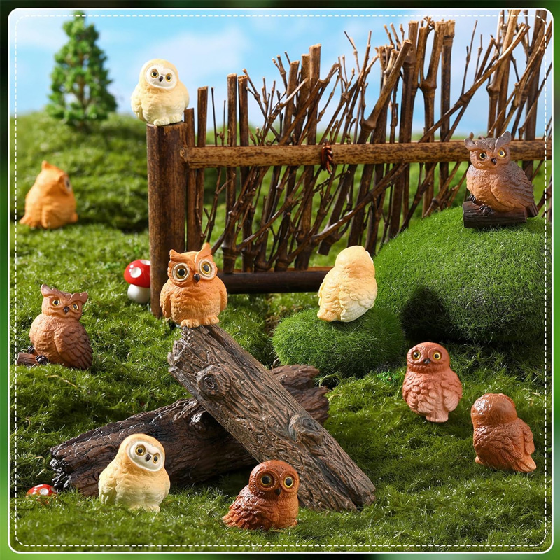 Set of 5 Resin Mini Owl Figuri - Bonsai Garden Kit recension och pris