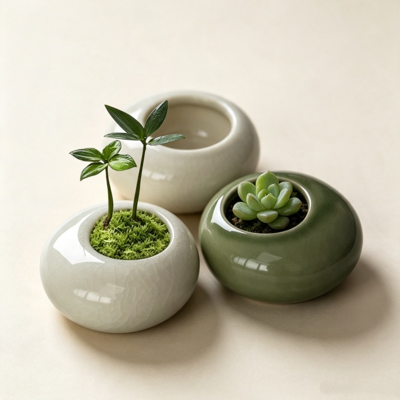 Mini Ice Crack Glazed Plant Po - Bonsai Garden Art recension och pris