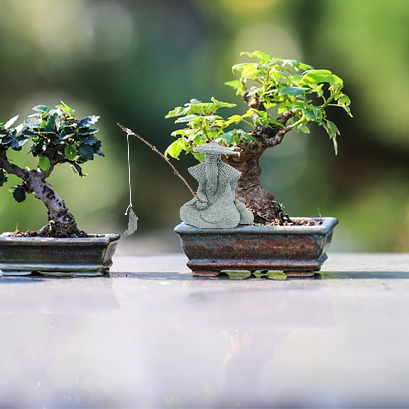 Mini Fisherman Statue Resin El - Bonsai Garden Zen recension och pris