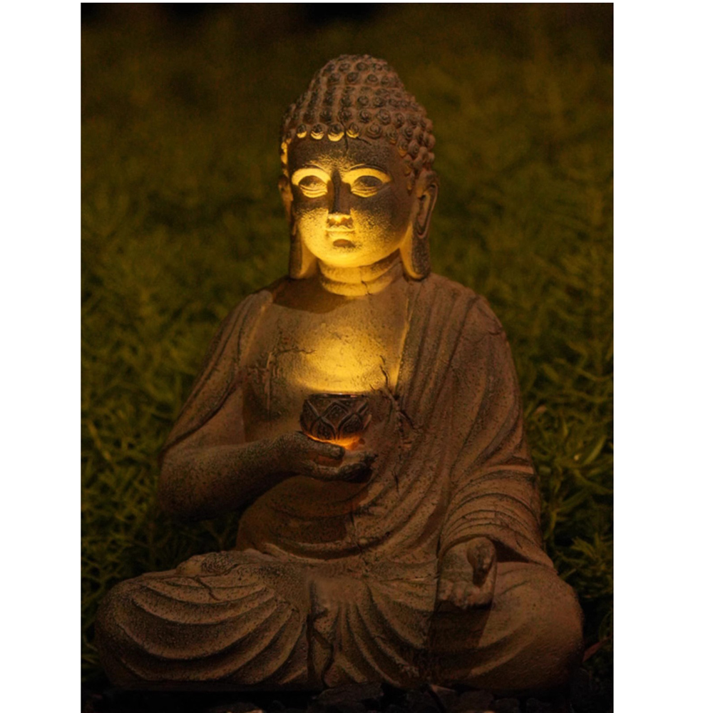 Resin Solar Buddha Statue Scul - Bonsai Garden Zen recension och pris