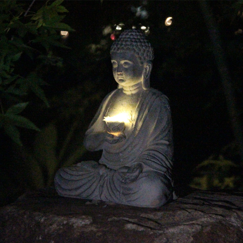 Resin Solar Buddha Statue Scul - Bonsai Garden Zen recension och pris