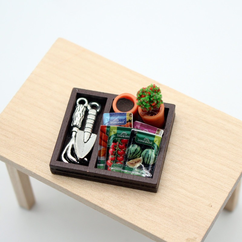 Dollhouse Gardening Wooden Box - Soil Scoop Tool recension och pris